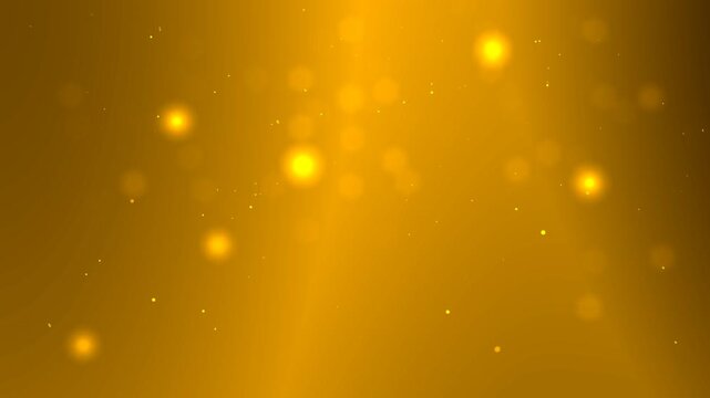 Abstract golden animated background with glowing bokeh particles and smooth radiant light effects. Ideal for motion graphics, video backdrops, festive visuals, luxury designs, digital art, and creativ