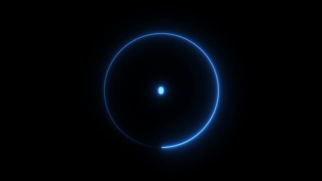 5 to 1 second modern digital countdown timer neon light style on black background,5 seconds simple countdown timer.