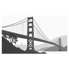 Fototapeta premium Golden Gate Bridge in San Francisco California Across the Bay with Iconic Suspension Architecture Scenic Waterfront Landscape and Blue Sky Travel Landmark View