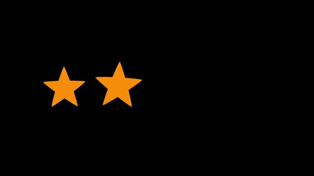 Dynamic orange five star rating transition animation on black background, for motion orange