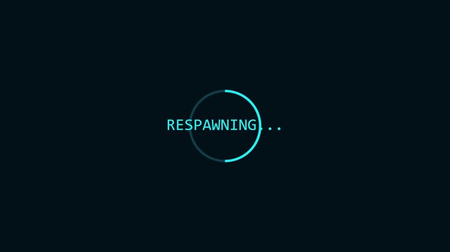 Respawning loading screen animation with rotating circular progress bar for gaming interface and digital user experience 4k