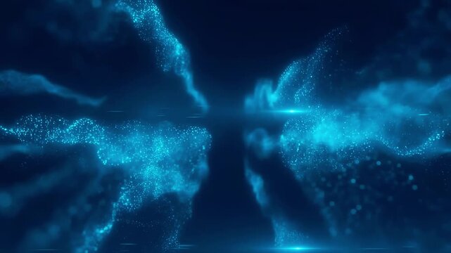 Dynamic glowing abstract digital particle background with neon light effects with sci fi futuristic