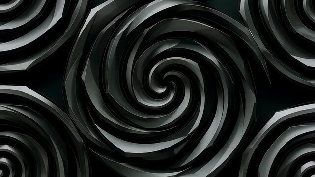 Dark Graphite Minimal Spirals Seamless Loop Abstract Background 4K