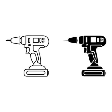 Cordless Electric Drill Power Tool Icon Vector