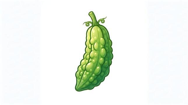 Fresh green bitter melon vegetable illustration
