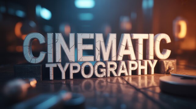 Cinematic Typography Title With Glowing Neon Lights On Dark Background