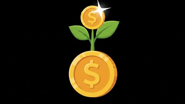 Single gold dollar coin icon rotating money