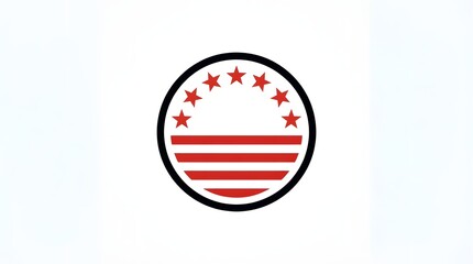 Obraz premium Circular emblem with stars and stripes representing voting or patriotism
