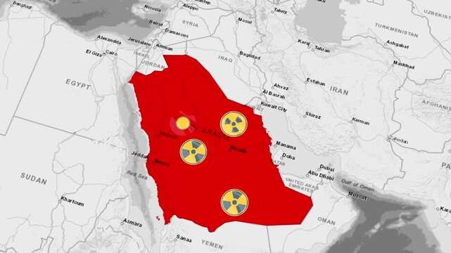 Saudi Arabia Nuclear Facilities Map Animation &ndash; Strategic Energy Infrastructure Concept