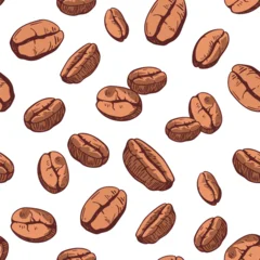 Coffee bean illustration, hand-drawn, realistic sketch seamless pattern © aksol