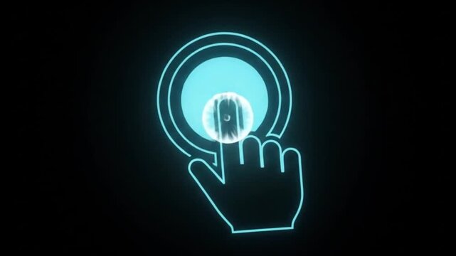 Glowing digital touch gesture animation finger