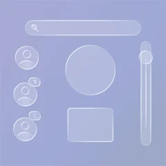 Modern Glass morphism UI Components Kit with Search Bar Profile Avatar Notification Slider and Card Vector © Zakir