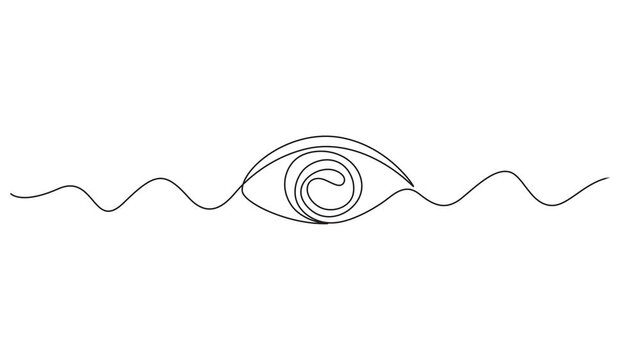 Eye sign in continuous line drawing animation. Single continuous one line art eye animation,Video. Continuous one line drawing of human eye animation. Full length single line art 4k animation, Animati
