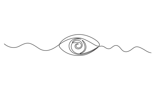 Eye sign in continuous line drawing animation. Single continuous one line art eye animation,Video. Continuous one line drawing of human eye animation. Full length single line art 4k animation, Animati