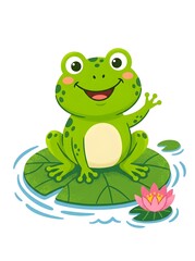 Naklejka premium Vertical Cute Cartoon Frog