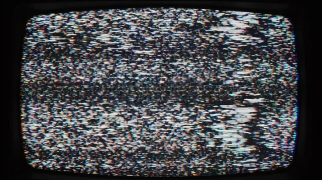Set of television screens showing digital noise, static, and signal interference on a black background