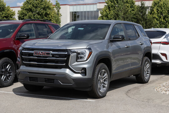GMC Terrain Elevation FWD SUV at a dealership. GMC offers the offers the Terrain with a 1.5L Turbocharged DOHC engine. MY:2026