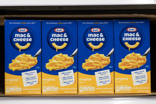 Kraft Macaroni and Cheese display. Kraft sells one million boxes of Mac and Cheese a day.
