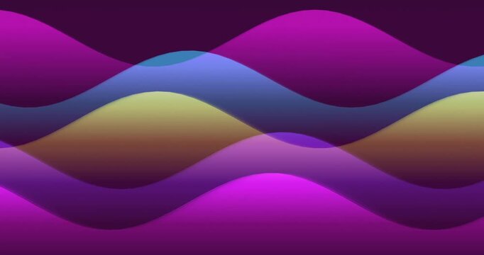 Abstract sound wave concept background with colorful flowing curves in purple pink and yellow gradients
