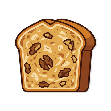 Minimalist Vector Illustration of Banana Bread Slice