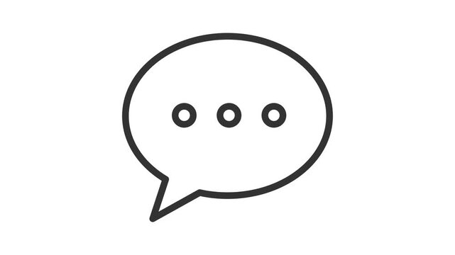 Minimalist animated line art speech bubble icon for typing and chat communication.