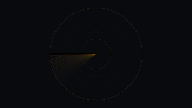 Golden circular sonar scanning animation on a dark background