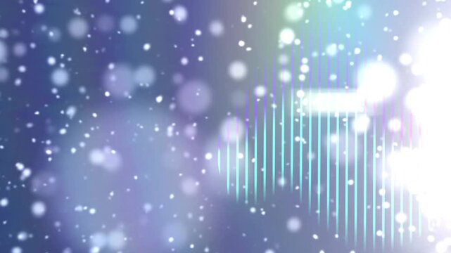 Abstract blue background with glowing particles bokeh and vertical light lines animation