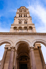 Fototapeta premium Diocletian's Palace and the Romanesque bell tower of the Cathedral of Saint Domnius in Split old town, Croatia 
