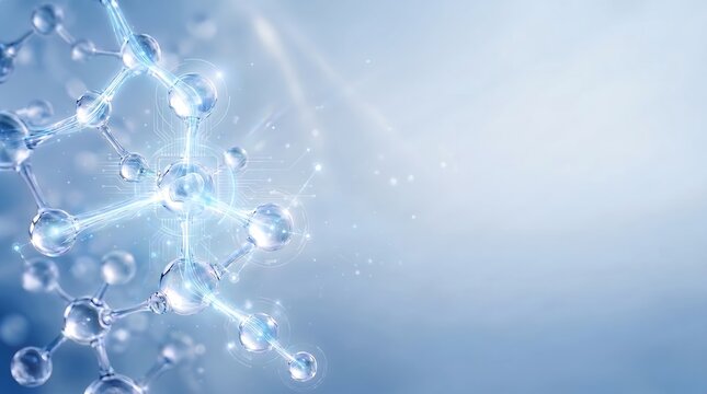 Healthcare AI Molecular Network Futuristic Medical Technology Background with Copy Space