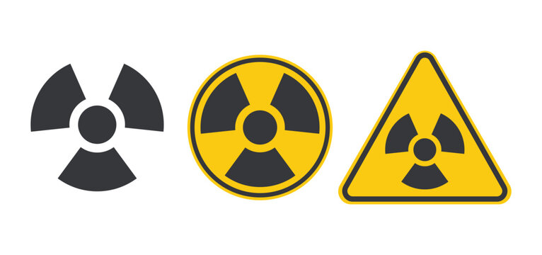 Bundle isolated radiation warning signs for nuclear hazard radiology X-ray areas and ionizing radiation safety compliance symbols
