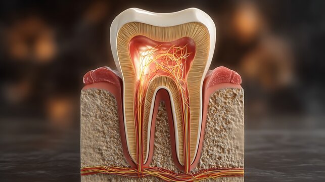 An informative dental diagram of a tooth's inner anatomy
