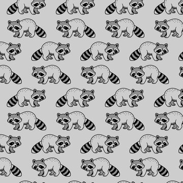 Fun repeat pattern with raccoons in vector for a seamless background or wallpaper 