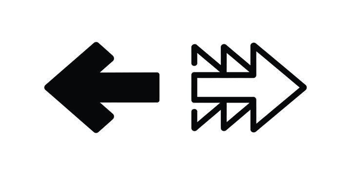Opposite arrows icons with filled and outline styles for transfer switching exchange direction and user interface vector graphics