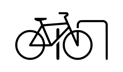 Fototapeta premium Minimal Bicycle Parking Rack Sign Icon Black White Vector Design