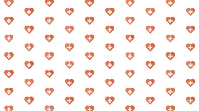Medical cross inside heart shapes seamless pattern for healthcare design background