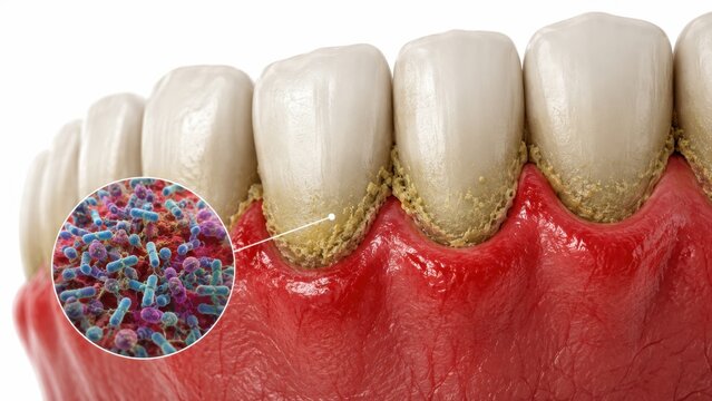 3D dental visualization of plaque bacteria and gum inflammation