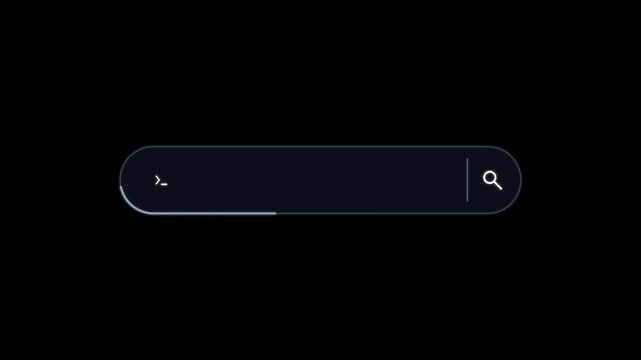 Minimalist Dark Mode Search Bar Interface Animation with Glowing Border Effect.