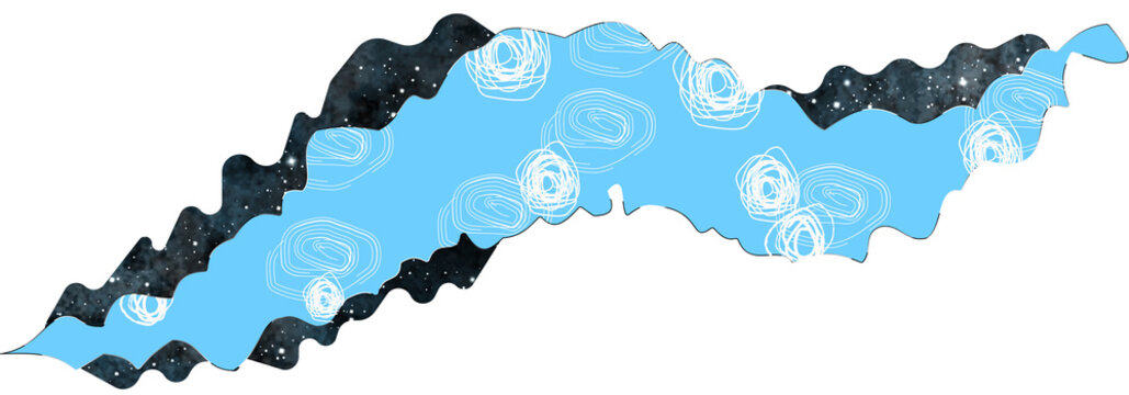 Blue torn paper with ripped edges, stylish paper, galaxy design