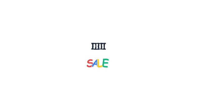 Minimalist Graphic Design Featuring Roman Numeral Four and Colorful Sale Text.