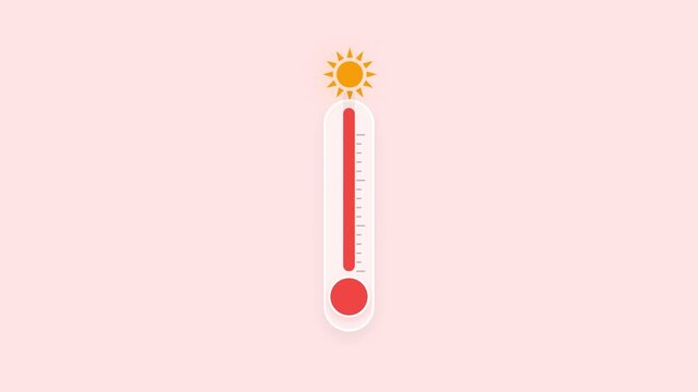 Animated Thermometer Rising Temperature Concept Graphic.