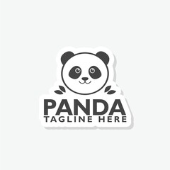 Fototapeta premium Panda logo sticker isolated on gray background