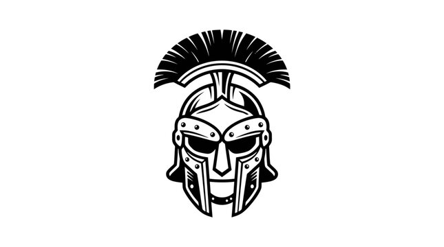 Spartan Warrior Helmet Vector Illustration - Ancient Greek Soldier Icon