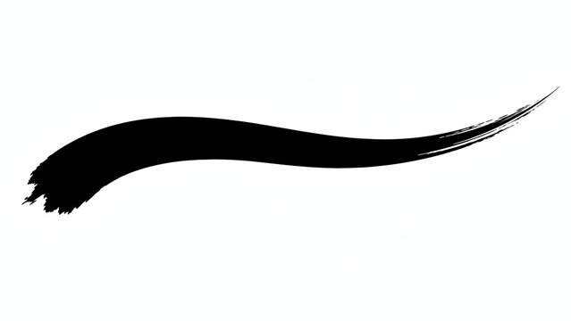 A black brush stroke curving across a white background, resembling a bold artistic flourish or a dynamic line