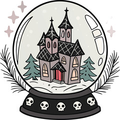 Fairy Tale Castle on Hill Vector Illustration with Fantasy Medieval Architecture, Princess Tower, Cartoon Village House, Enchanted Landscape and Magical Sky Design