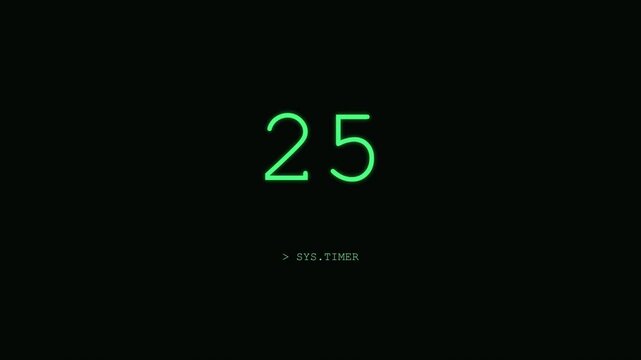 30 Second Countdown Datamosh Tear Glitch Green Terminal Timer Loop Animation Motion Graphic