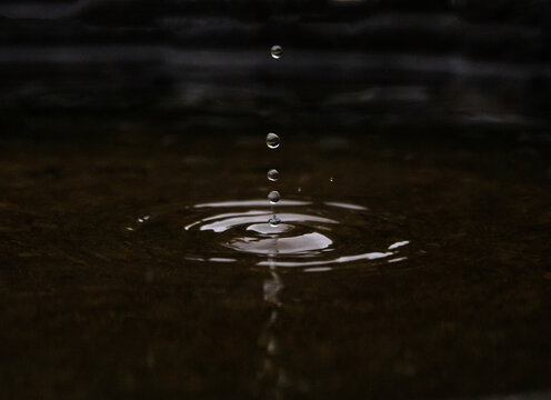 A Single Raindrop Splashing in a Pond