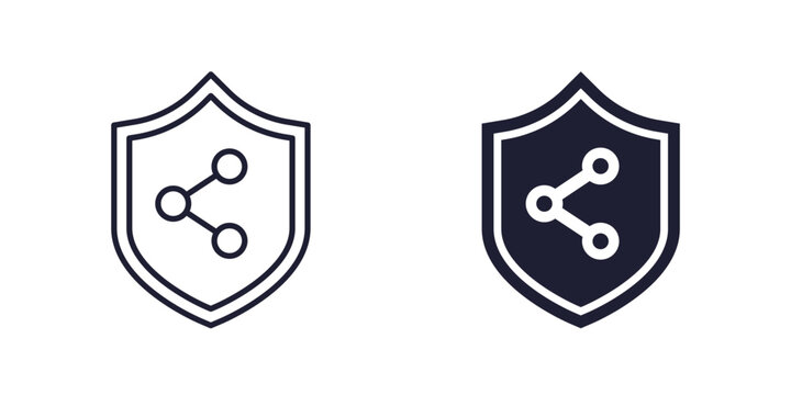 share icon with a shield, line and solid design