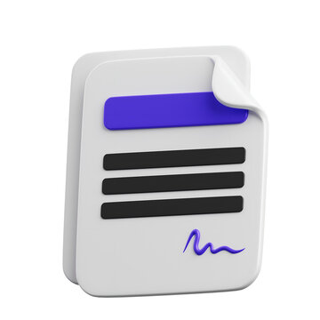 Document paper icon with signature and blue header, document
