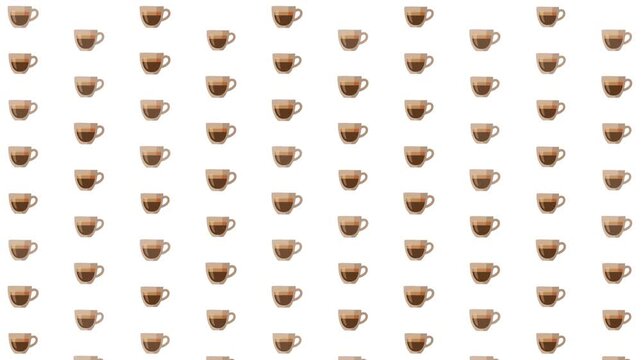 Seamless coffee cup pattern with espresso mug icons on white background