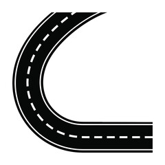 Fototapeta premium Road curve with white markings on black asphalt highway